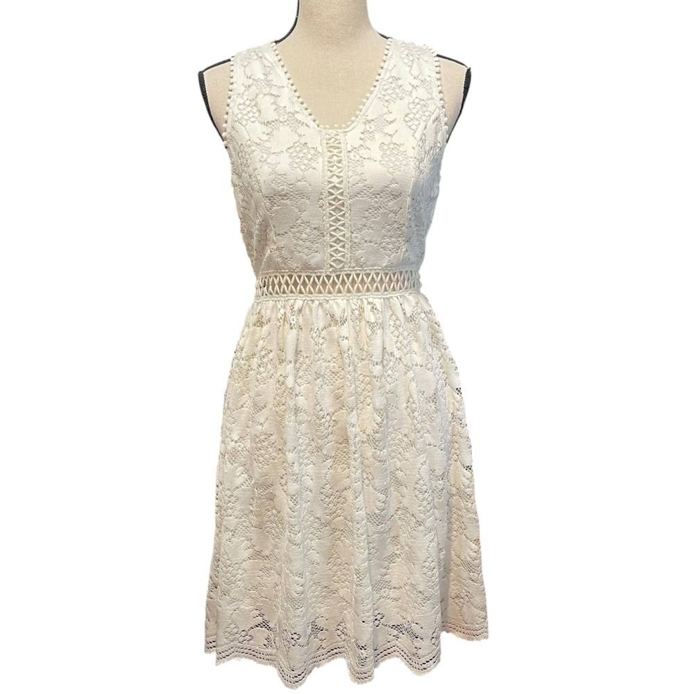 Altar'd State Ivory Lace Boho Coquette Fairycore Lace Summer Mini Dress Medium